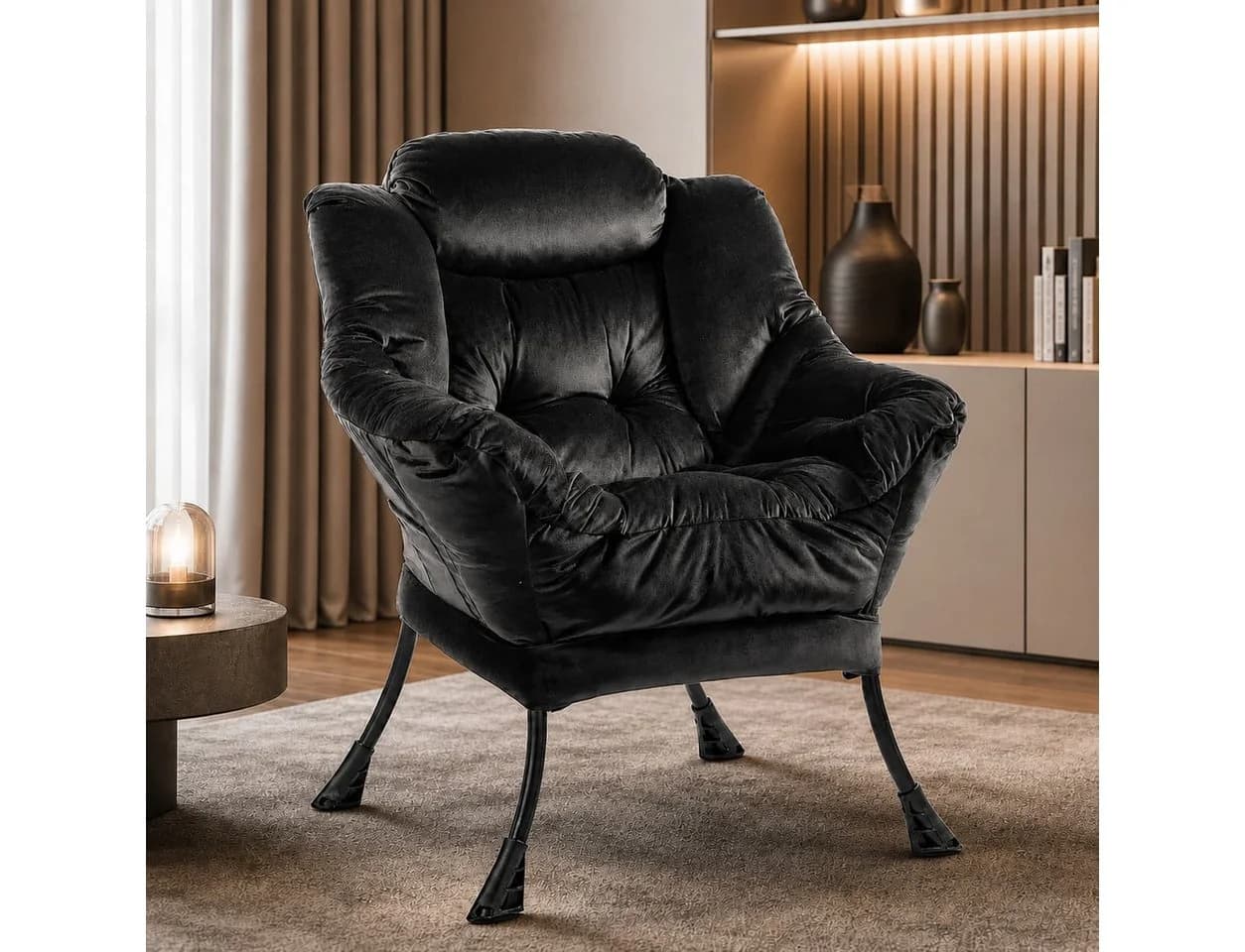 ANYSUN Loungesessel Schwarz Samt Nackenstütze Relaxsessel - Bild 2