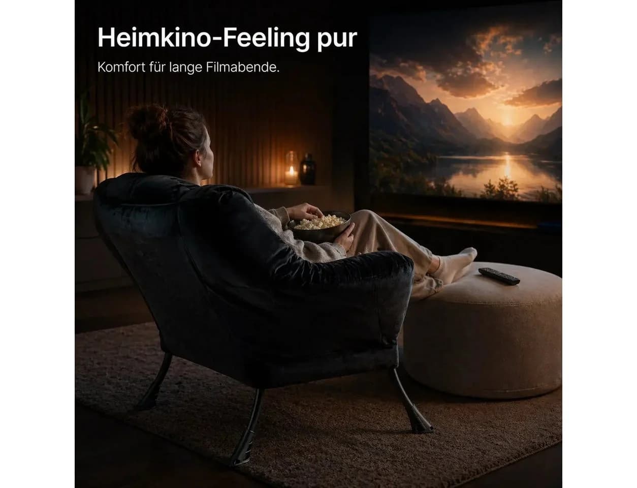 ANYSUN Loungesessel Schwarz Samt Nackenstütze Relaxsessel - Bild 5