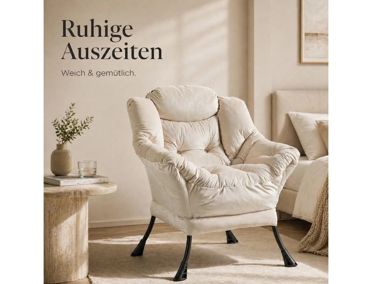 ANYSUN Loungesessel Relaxsessel Samt Grau Ergonomisch - Bild 4