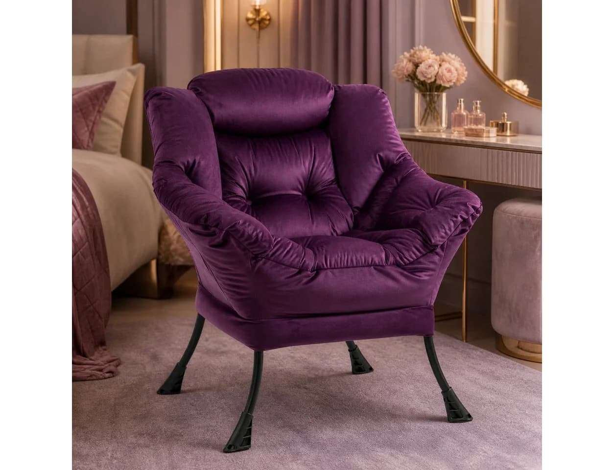 ANYSUN Loungesessel Samt Grau Ergonomische Nackenstütze - Bild 2