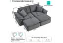 ANYSUN 2-Sitzer Chaiselongue-Sessel Grau Cord mit Ottomane Bild 4