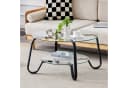 ANYSUN Couchtisch Glas Rund 80cm Silber Metallrahmen Bild 1