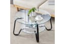 ANYSUN Couchtisch Glas Rund 80cm Silber Metallrahmen Bild 2