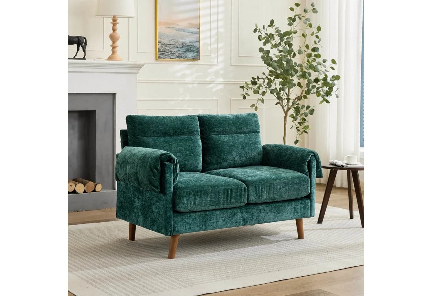 ANYSUN 2-Sitzer Sofa Chenille Grün Modern