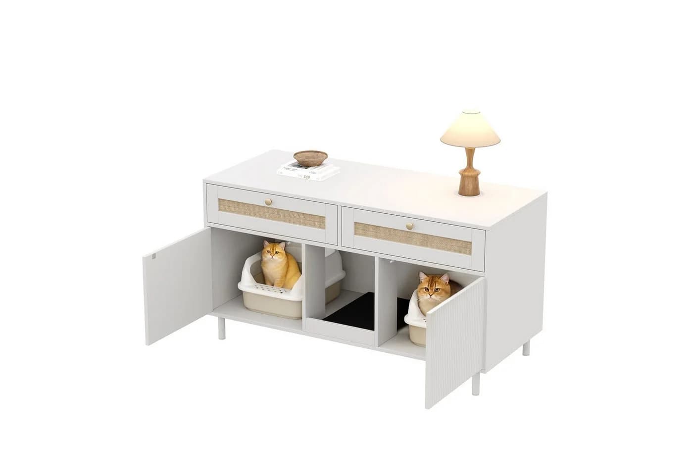 ANYSUN Mehrzweckschrank Katzentoilettenschrank Weiß mit Doppeltür - Bild 5