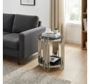 ANYSUN Runder Couchtisch Glas Edelstahl Schwarz Silber Modern Bild 4