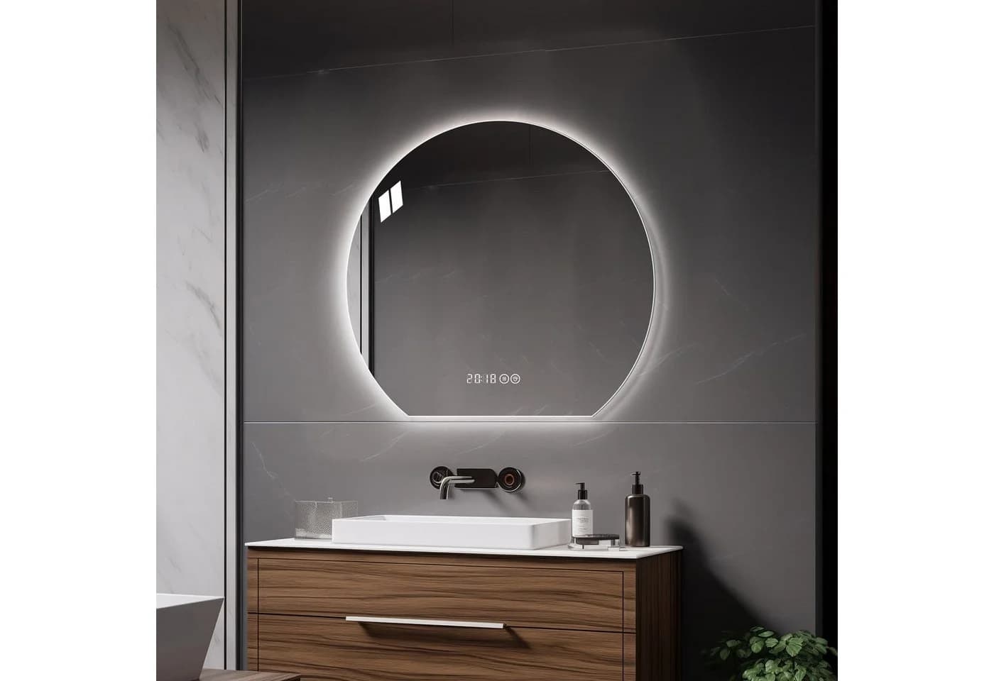 ANYSUN Runder LED Wandspiegel 80 cm Silber Touch Anti-Beschlag