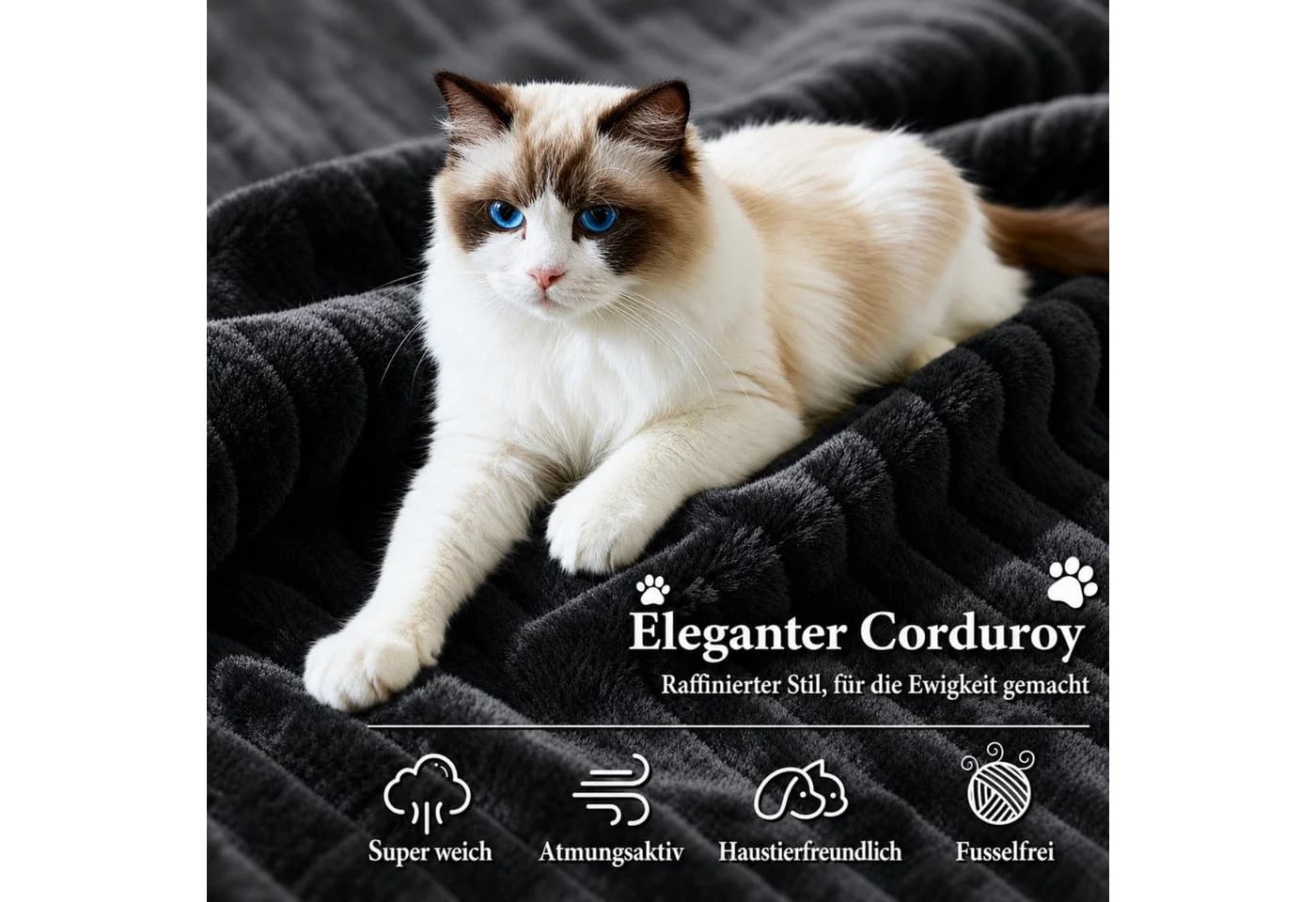 ANYSUN Ecksofa Schwarz Cord mit Liegefläche - Bild 4