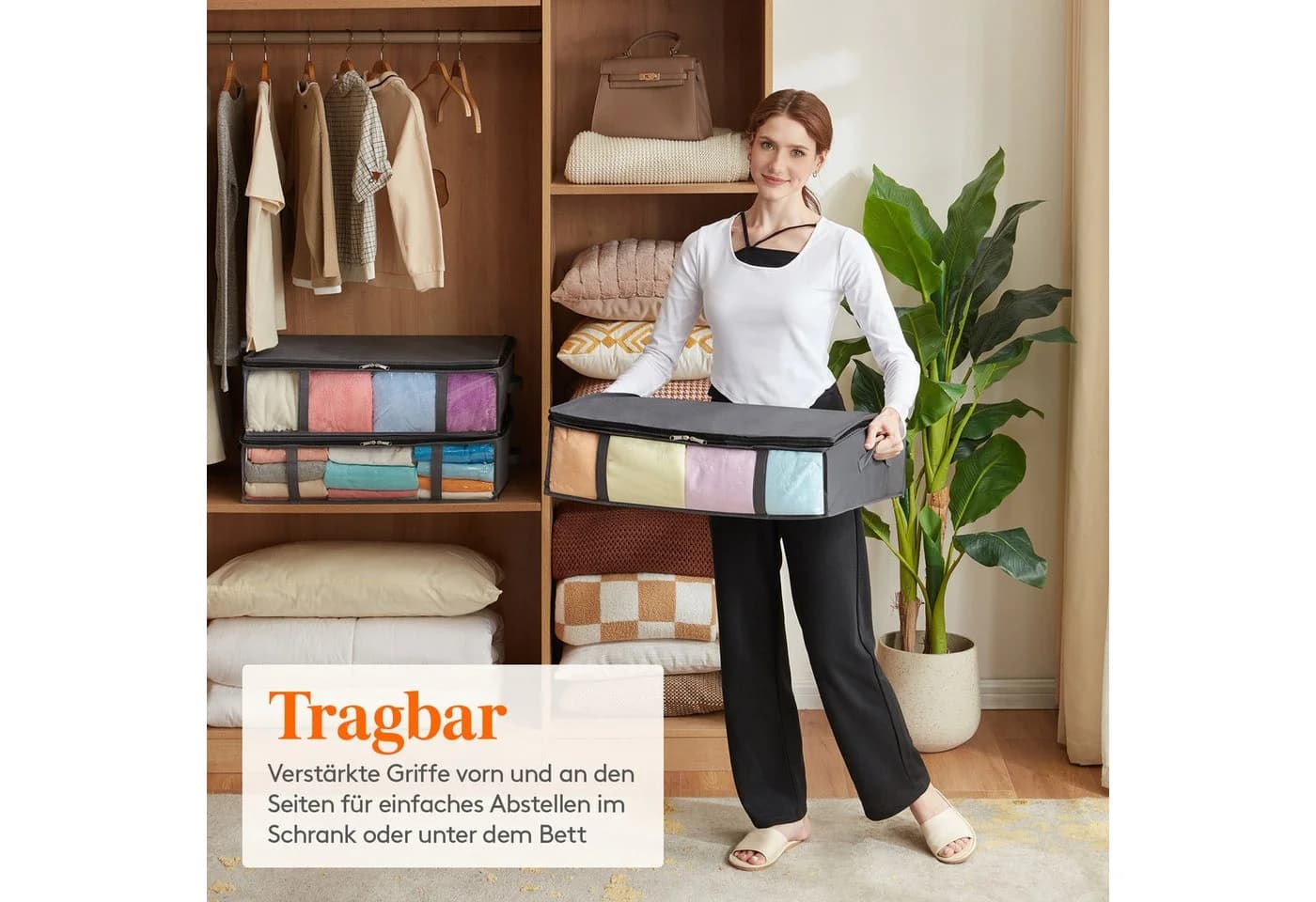 Lifewit Aufbewahrungsbox Unterbett Grau Faltbar mit Deckel - Bild 5