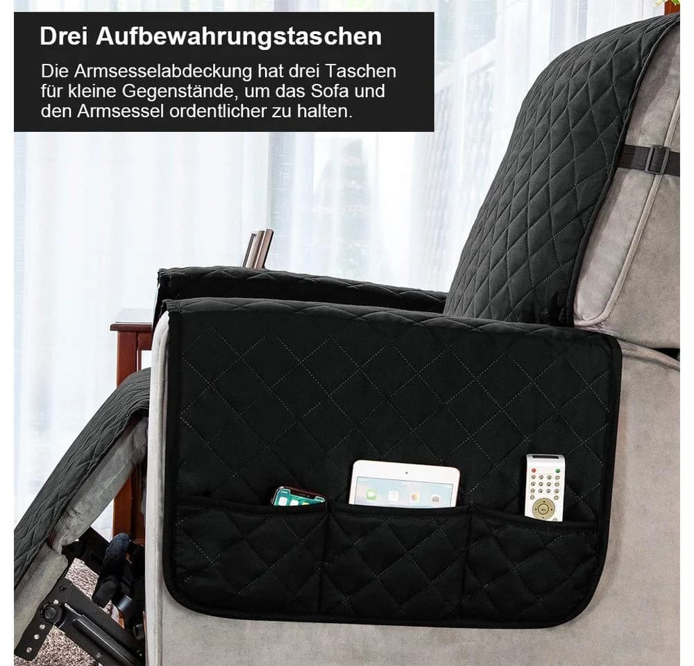 ANYSUN Sesselschoner Liegesofa Sesselbezug, Wasserdicht, Anti-Schmutz, Waschbar, Schwarz - Bild 3
