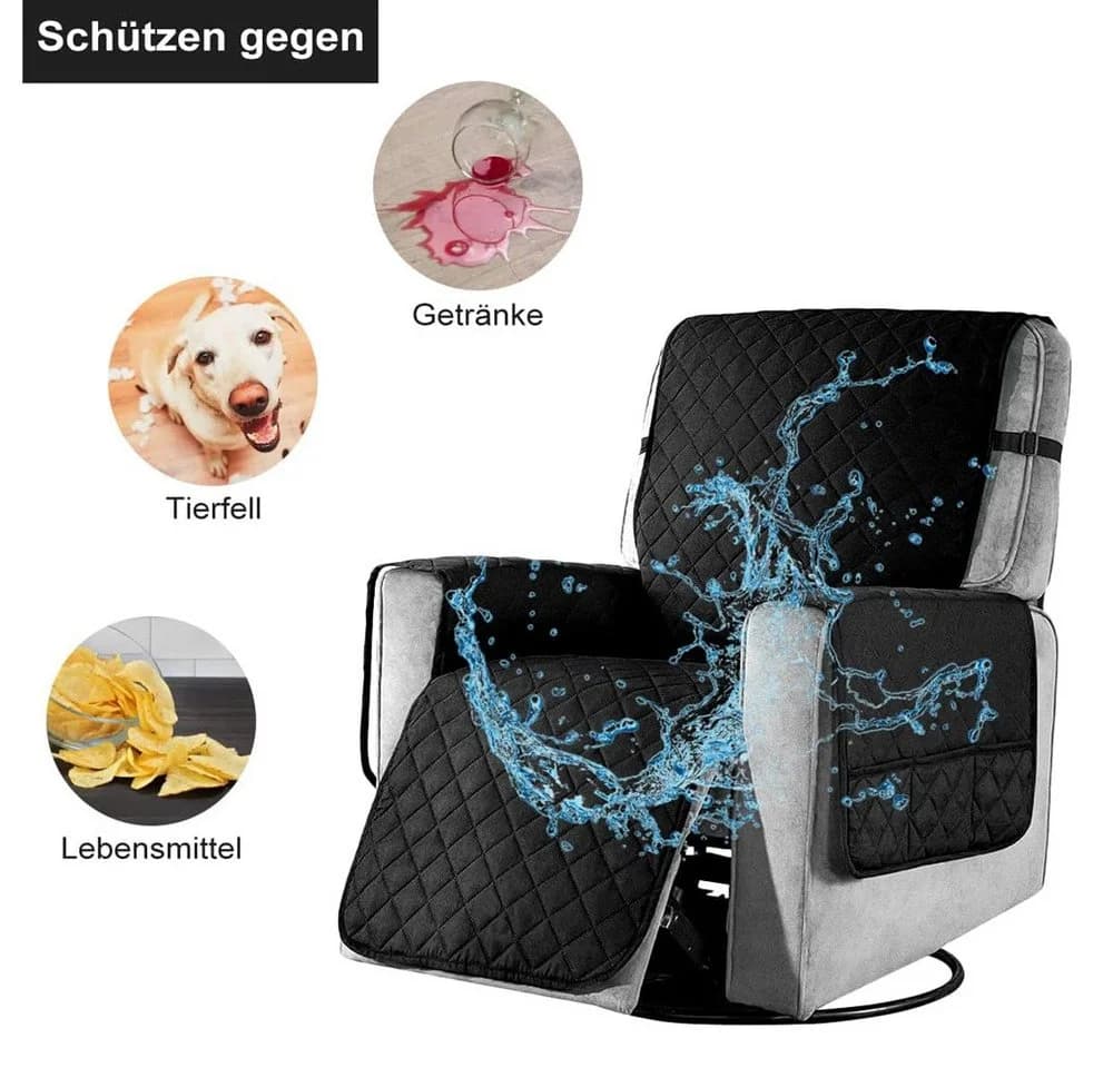 ANYSUN Sesselschoner Liegesofa Sesselbezug, Wasserdicht, Anti-Schmutz, Waschbar, Schwarz - Bild 4