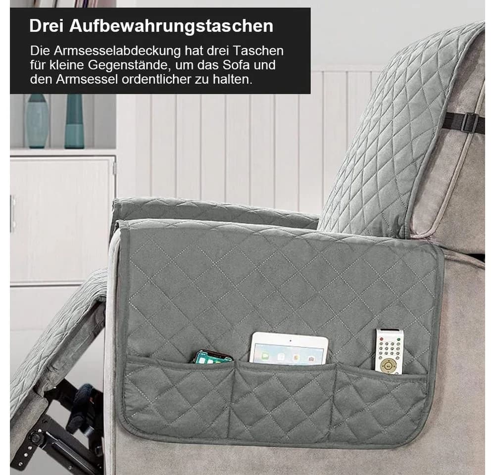 Fanttik Sesselschoner Sesselbezug Wasserdicht Anti-Schmutz Grau/Schwarz - Bild 3