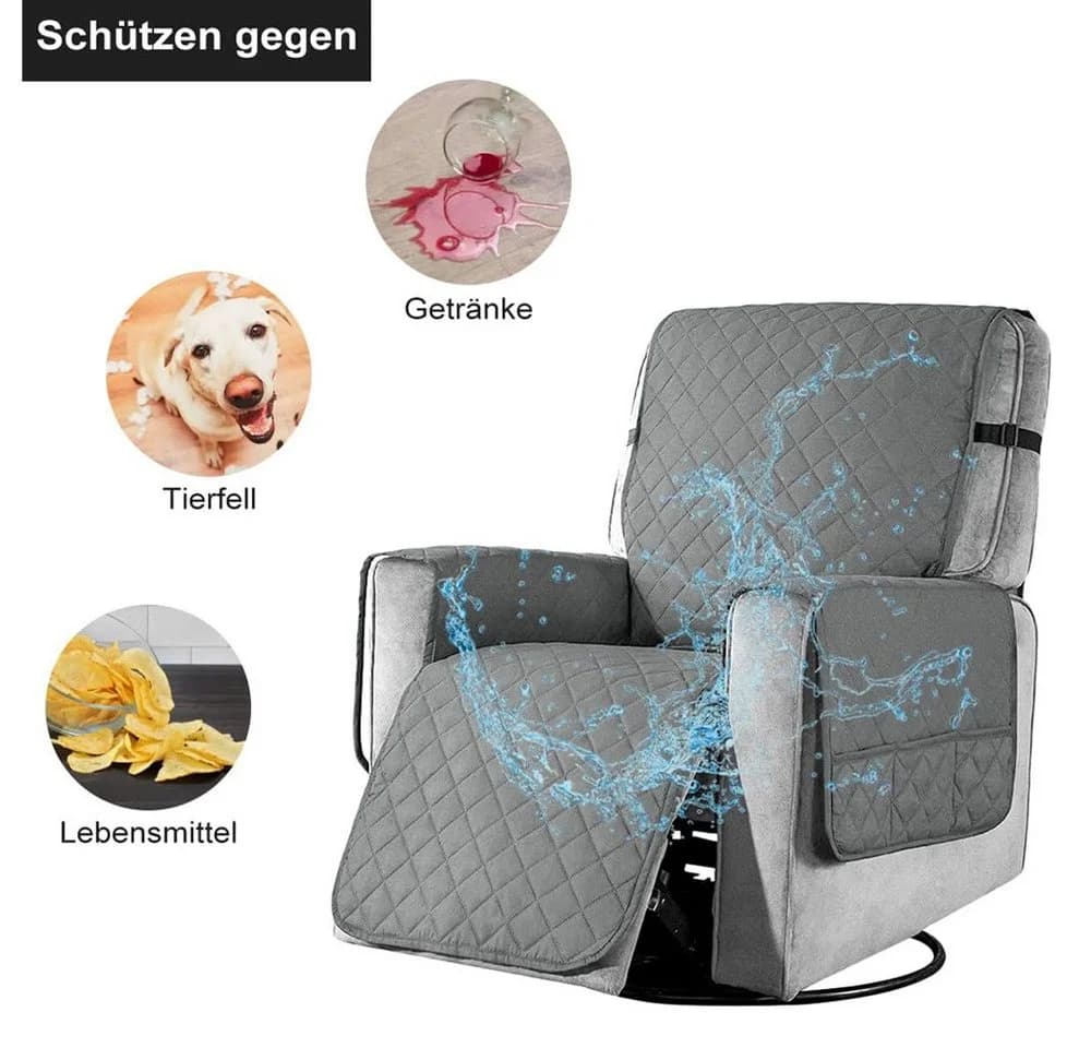 Fanttik Sesselschoner Sesselbezug Wasserdicht Anti-Schmutz Grau/Schwarz - Bild 4