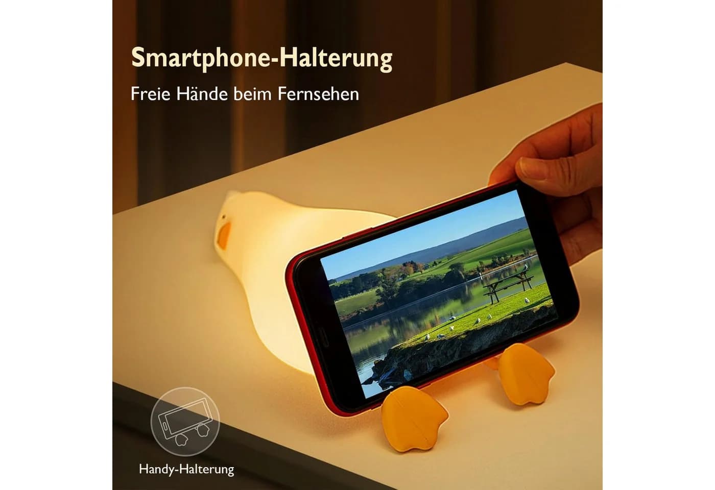 Fanttik LED Nachtlicht Silikon Entenform Warmweiß