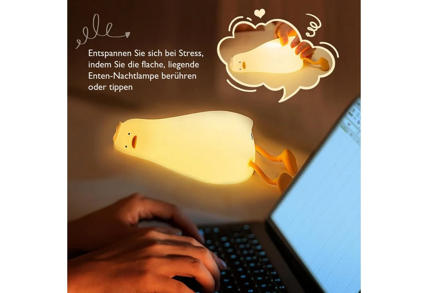 Fanttik LED Nachtlicht Silikon Entenform Warmweiß - Bild 5