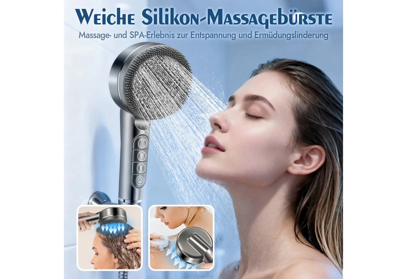 ANYSUN Handbrause Grau mit 4 Strahlarten