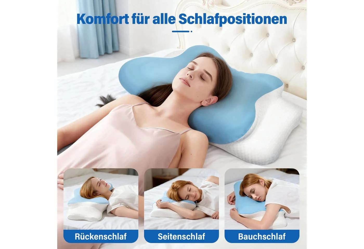 ANYSUN Nackenstützkissen Orthopädisch Hellblau