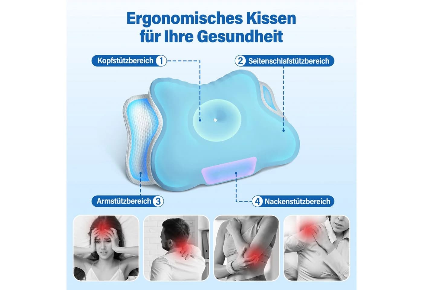 ANYSUN Nackenstützkissen Orthopädisch Hellblau - Bild 4