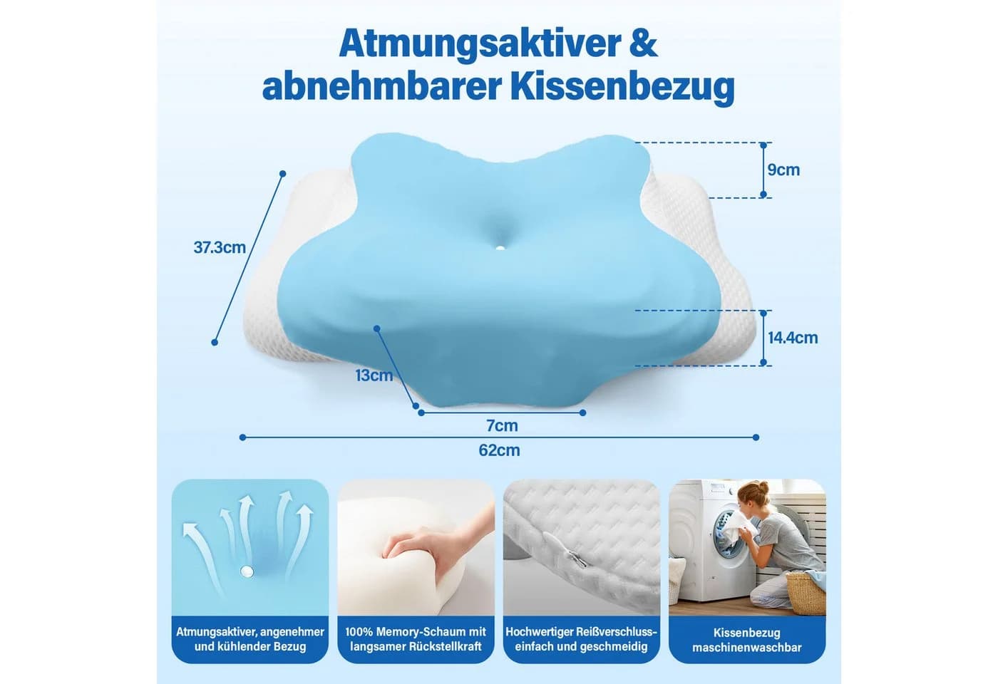 ANYSUN Nackenstützkissen Orthopädisch Hellblau - Bild 5