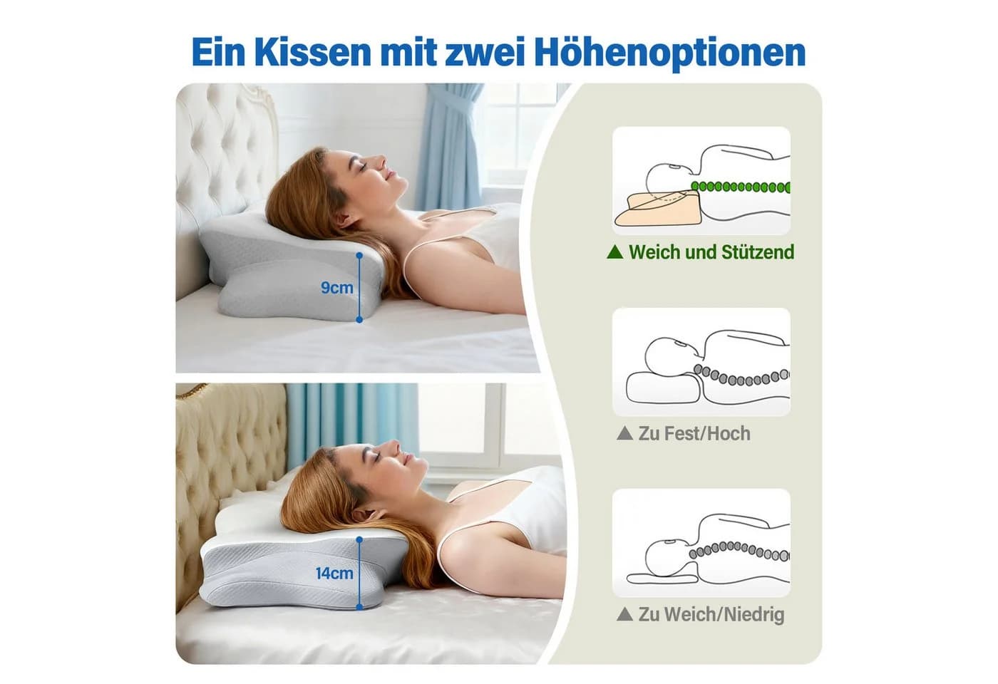 ANYSUN Nackenstützkissen Orthopädisches Kissen 100% Polyurethan 87% Nylon 13% Spandex - Bild 3