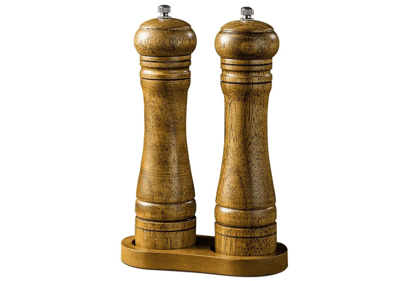 ANYSUN Salz- und Pfeffermühle Set aus Holz mit Keramikmahlwerk und Ständer - Bild 2