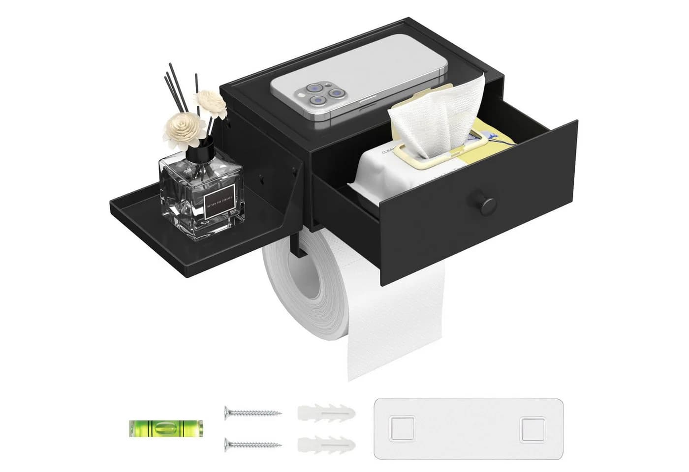 Lifewit Toilettenpapierhalter Schwarz mit Feuchttücherbox - Bild 2