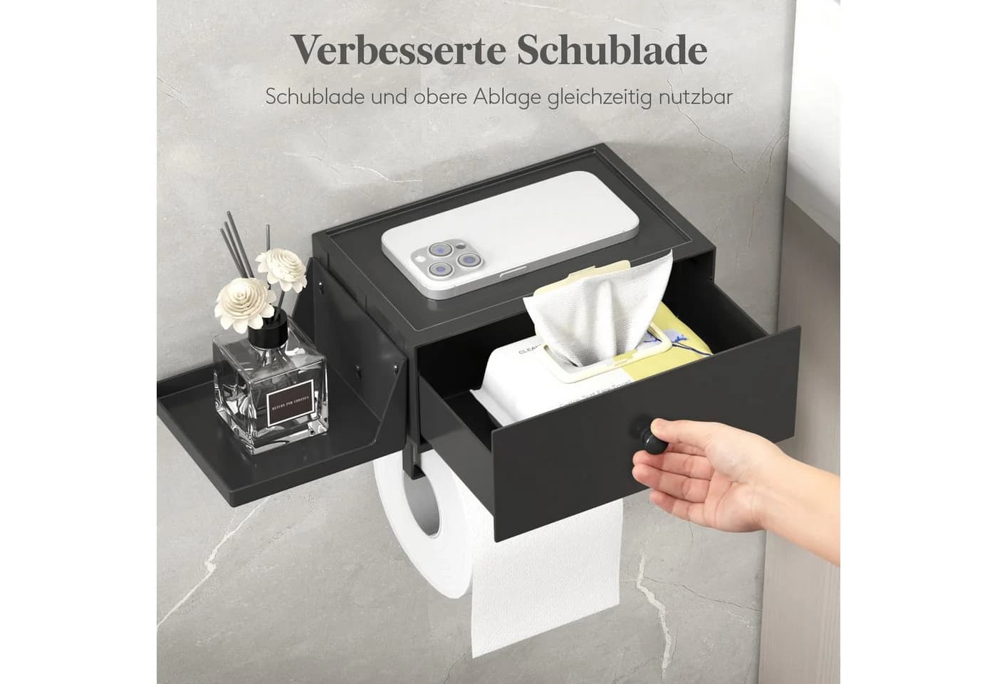 Lifewit Toilettenpapierhalter Schwarz mit Feuchttücherbox - Bild 4