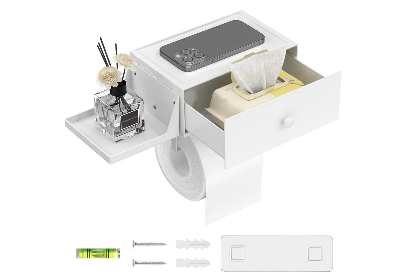 Lifewit Toilettenpapierhalter mit Feuchttücherbox Weiß - Bild 2