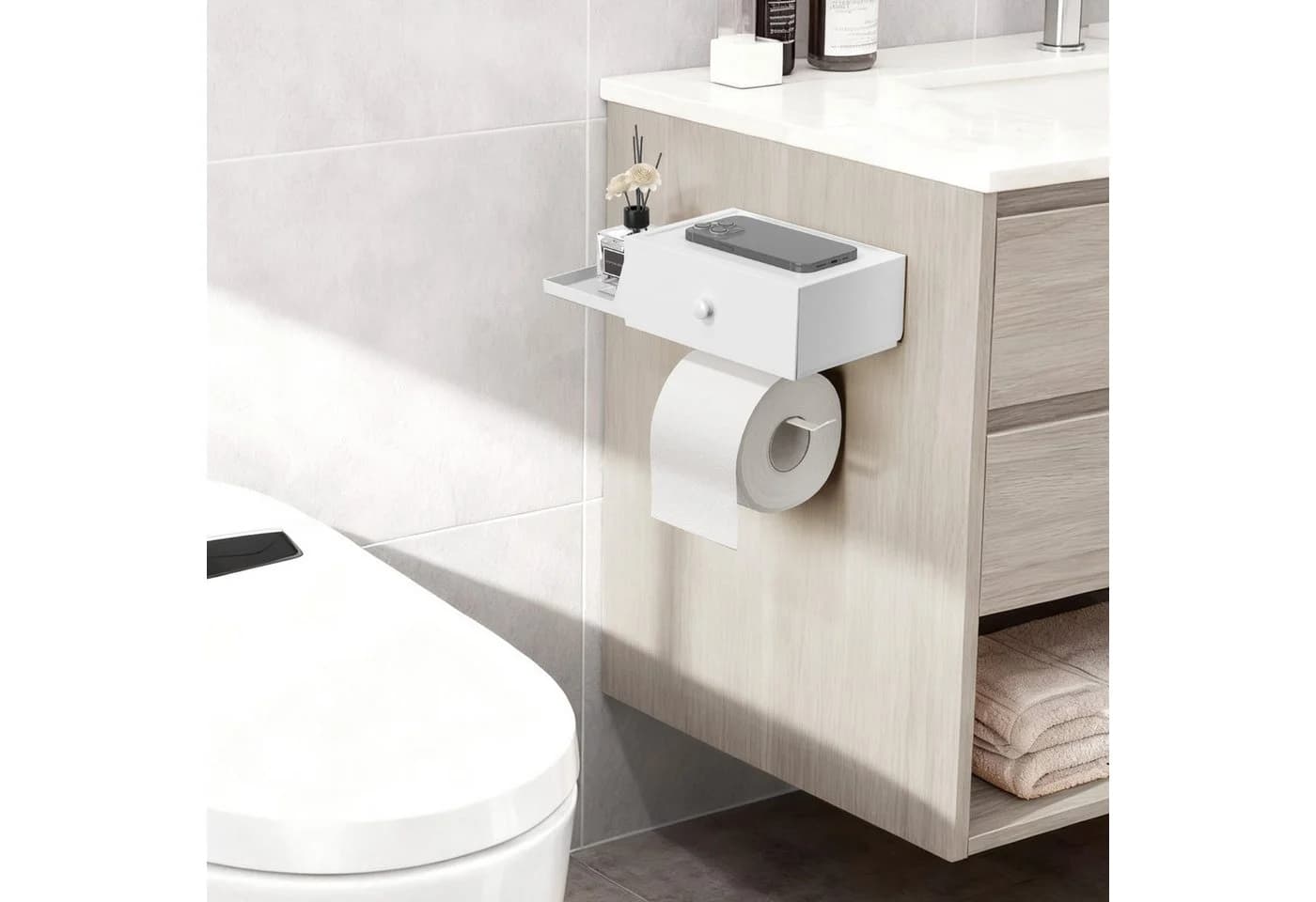 Lifewit Toilettenpapierhalter mit Feuchttücherbox Weiß - Bild 5