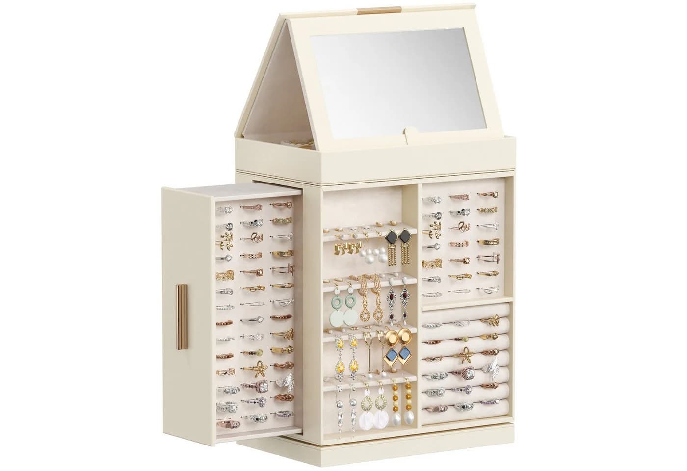 Lifewit Schmuckschatulle Beige Drehbarer Spiegel - Bild 2