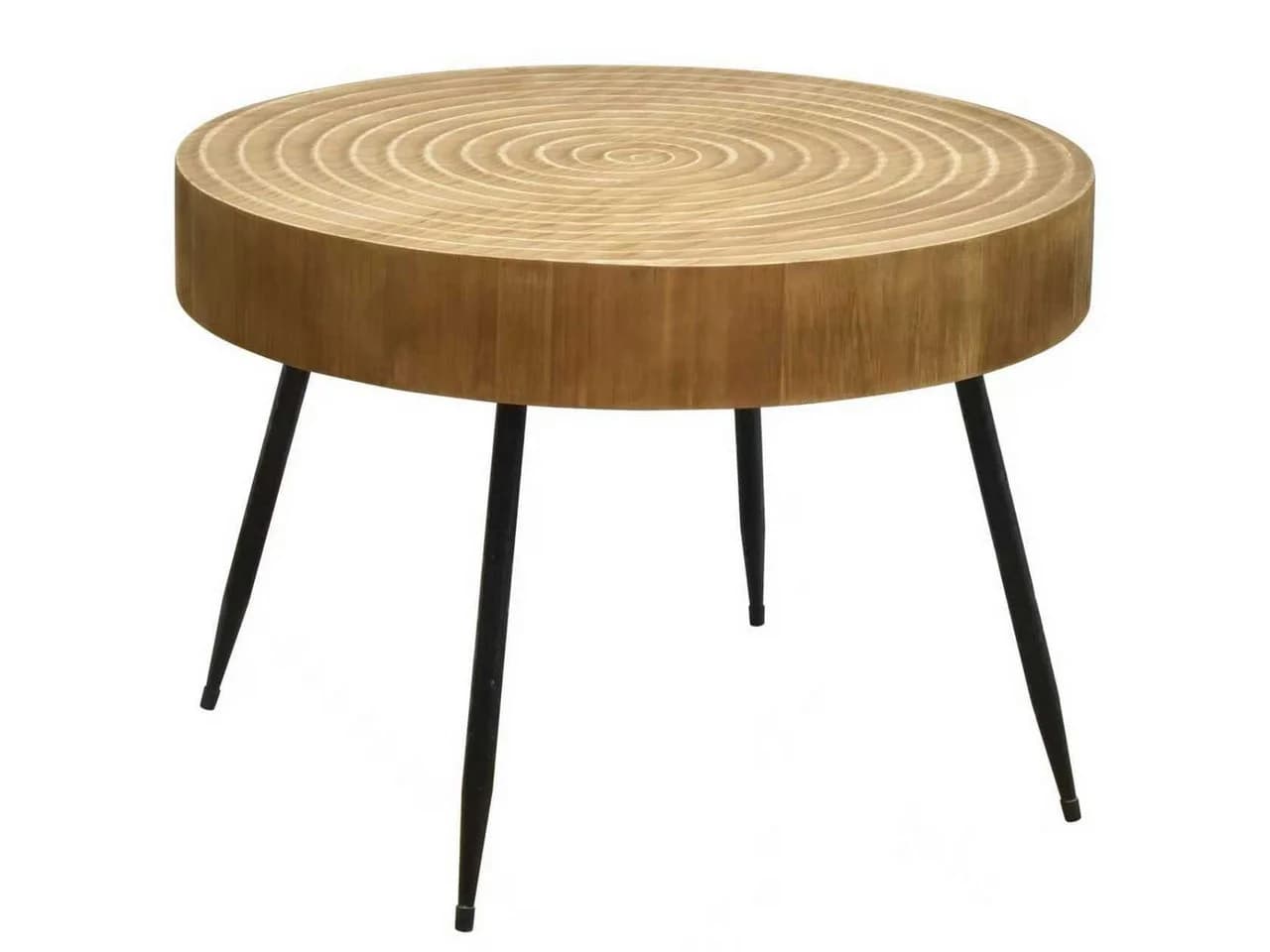 Cagnolier Couchtisch Rund Kiefernholz Schwarz Metallbeine - Bild 3
