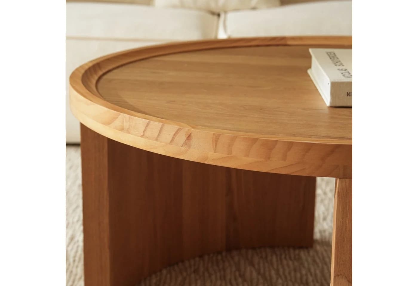 Cagnolier Couchtisch Rund 2er Set Holz Modern Beige - Bild 5