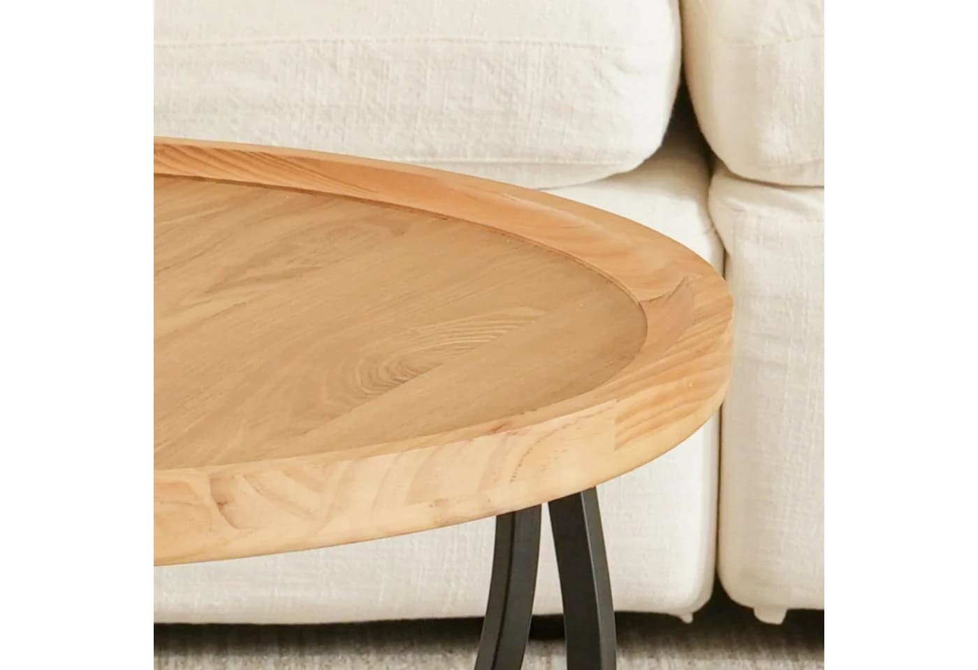 Cagnolier Runder Couchtisch Ø80 cm Holz Modern Beige - Bild 5