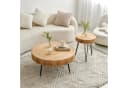 Cagnolier Couchtisch 2er Set Rund Holz Schwarze Metallbeine Bild 2