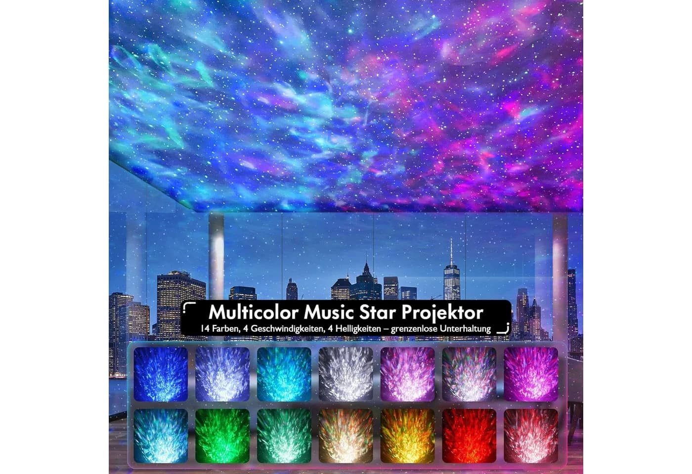 Fanttik LED-Sternenhimmel Projektor mit Musikplayer und Fernbedienung