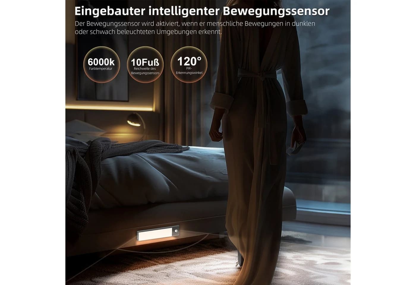 Fanttik LED Lichtleiste ohne Kabel, RGB Küchenschrank mit Bewegungsmelder und Lichtsensor, 40 cm - Bild 3