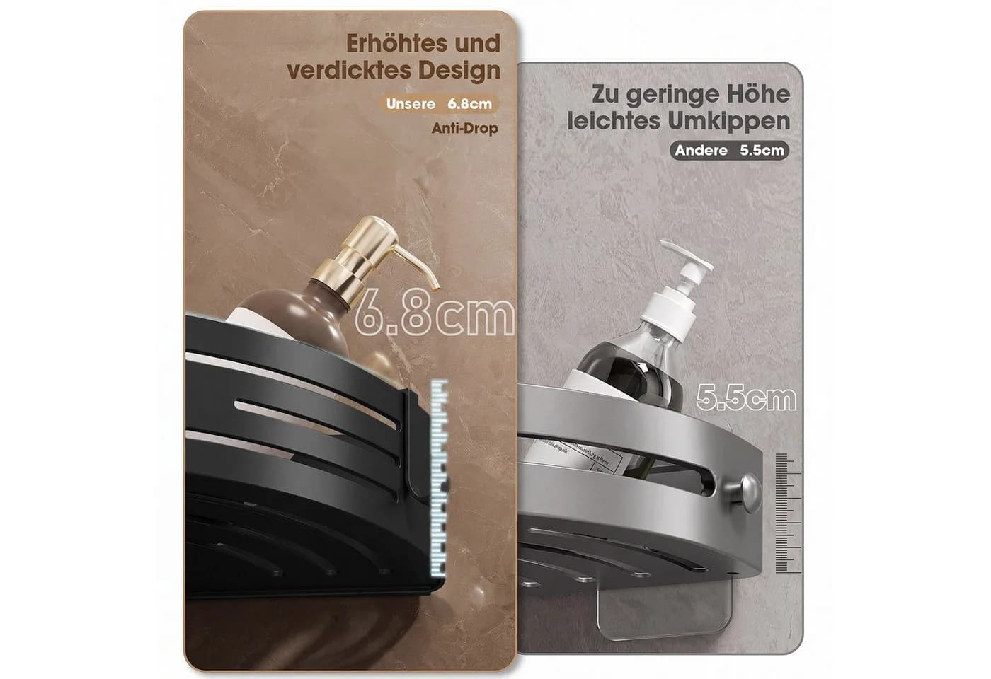 Fanttik Duschregal Duschablage ohne Bohren Badezimmer Organizer Badregal Duschregal 1-tlg. Duschkörbe für Bad Küche Toilette - Bild 3