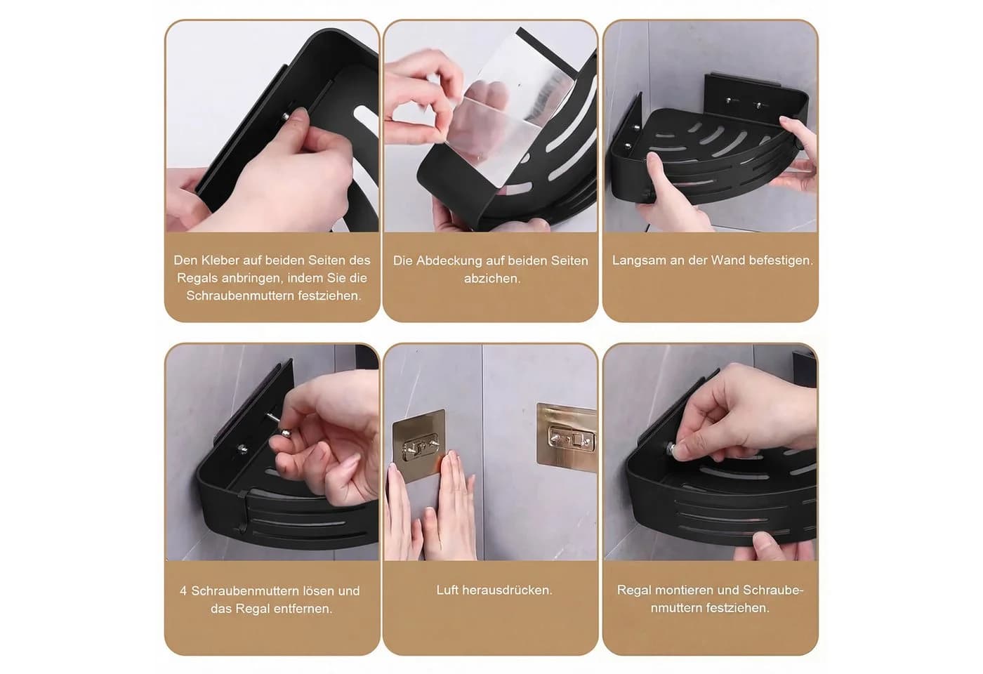 Fanttik Duschregal Duschablage ohne Bohren Badezimmer Organizer Badregal Duschregal 1-tlg. Duschkörbe für Bad Küche Toilette - Bild 5