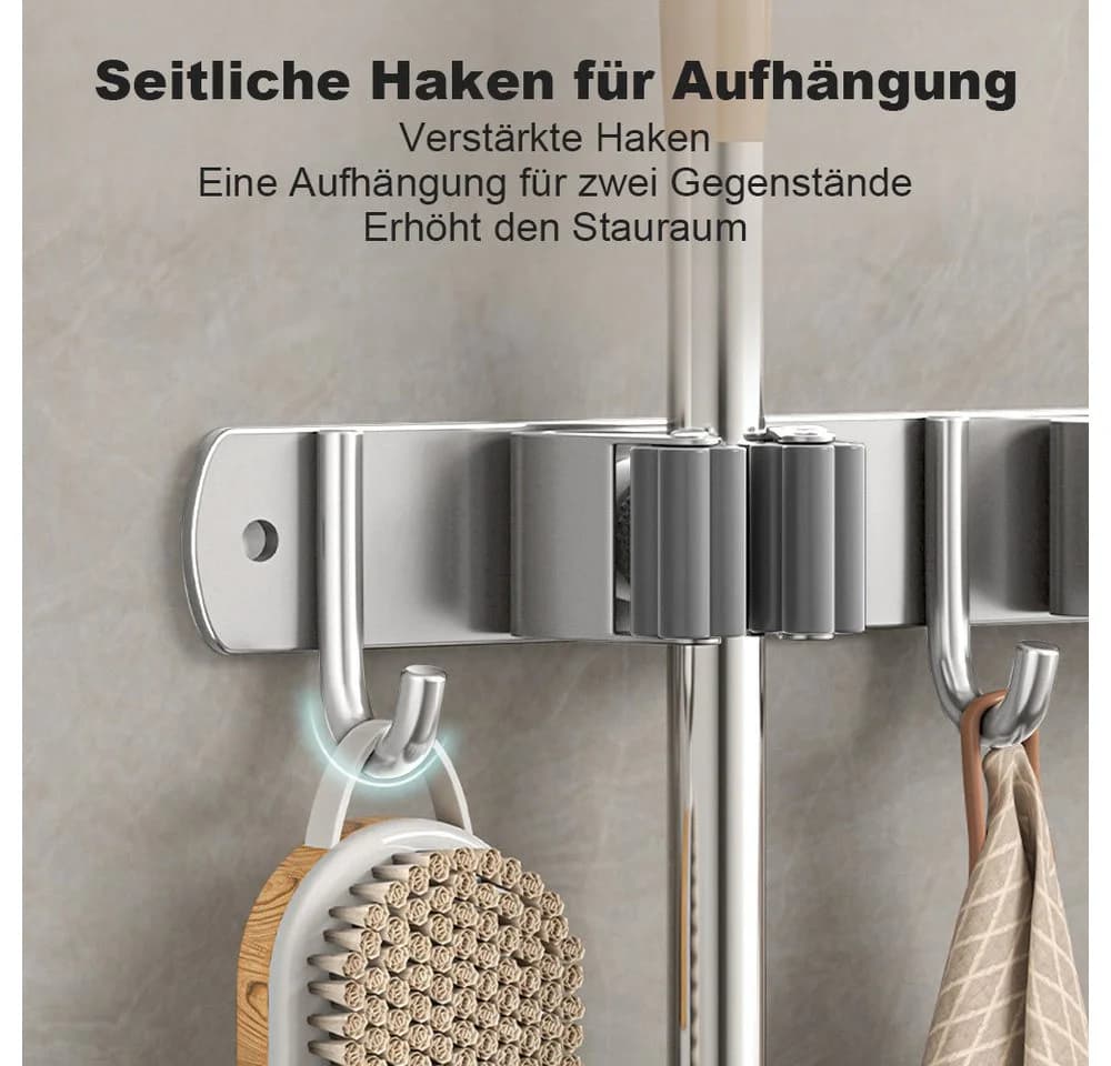 Fanttik Wandhaken Besenhalterung 4 Halter 5 Haken Edelstahl - Bild 4