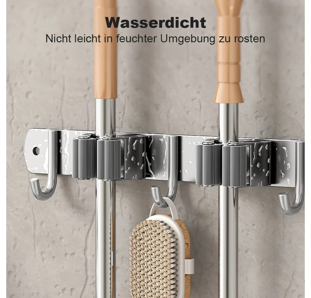 Fanttik Wandhaken Besenhalterung 4 Halter 5 Haken Edelstahl - Bild 5