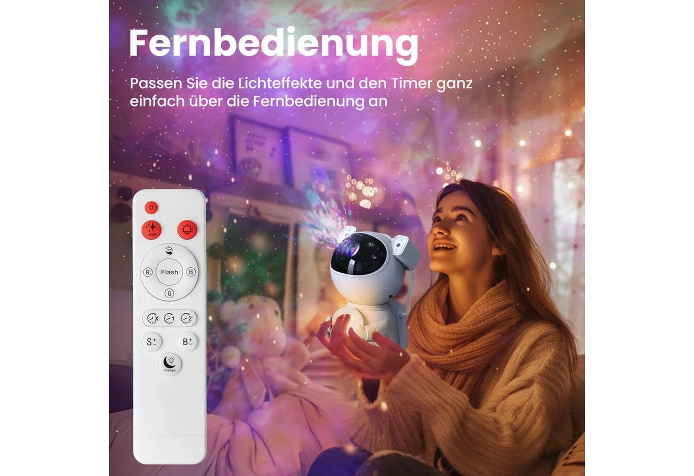 Nachtlicht Astronaut Galaxy Nebula LED - Bild 5