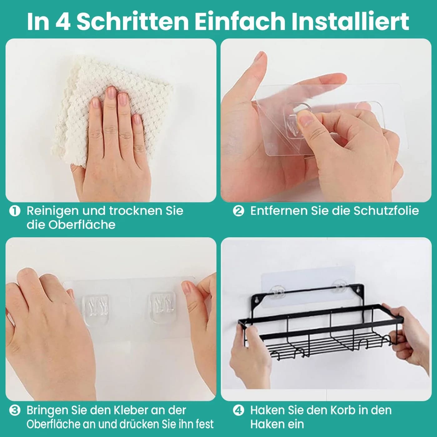 Fanttik Duschregal-Set 3-tlg. Schwarz Ohne Bohren Badezimmer Organizer - Bild 5