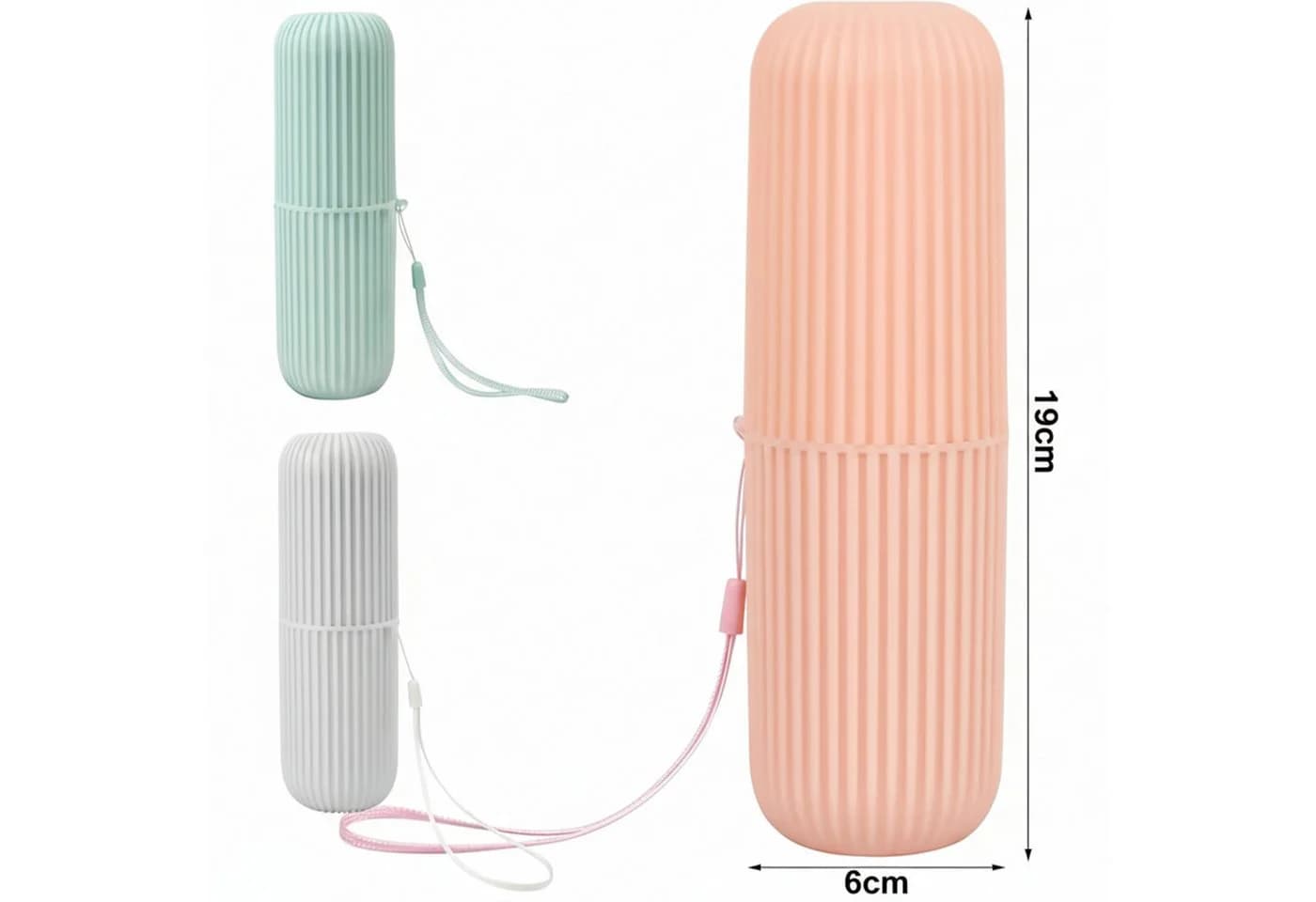 MOPUEA Zahnbürstenhalter 3er Set PP Kunststoff Grün Grau Rosa
