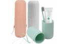 MOPUEA Zahnbürstenhalter 3er Set PP Kunststoff Grün Grau Rosa Bild 2