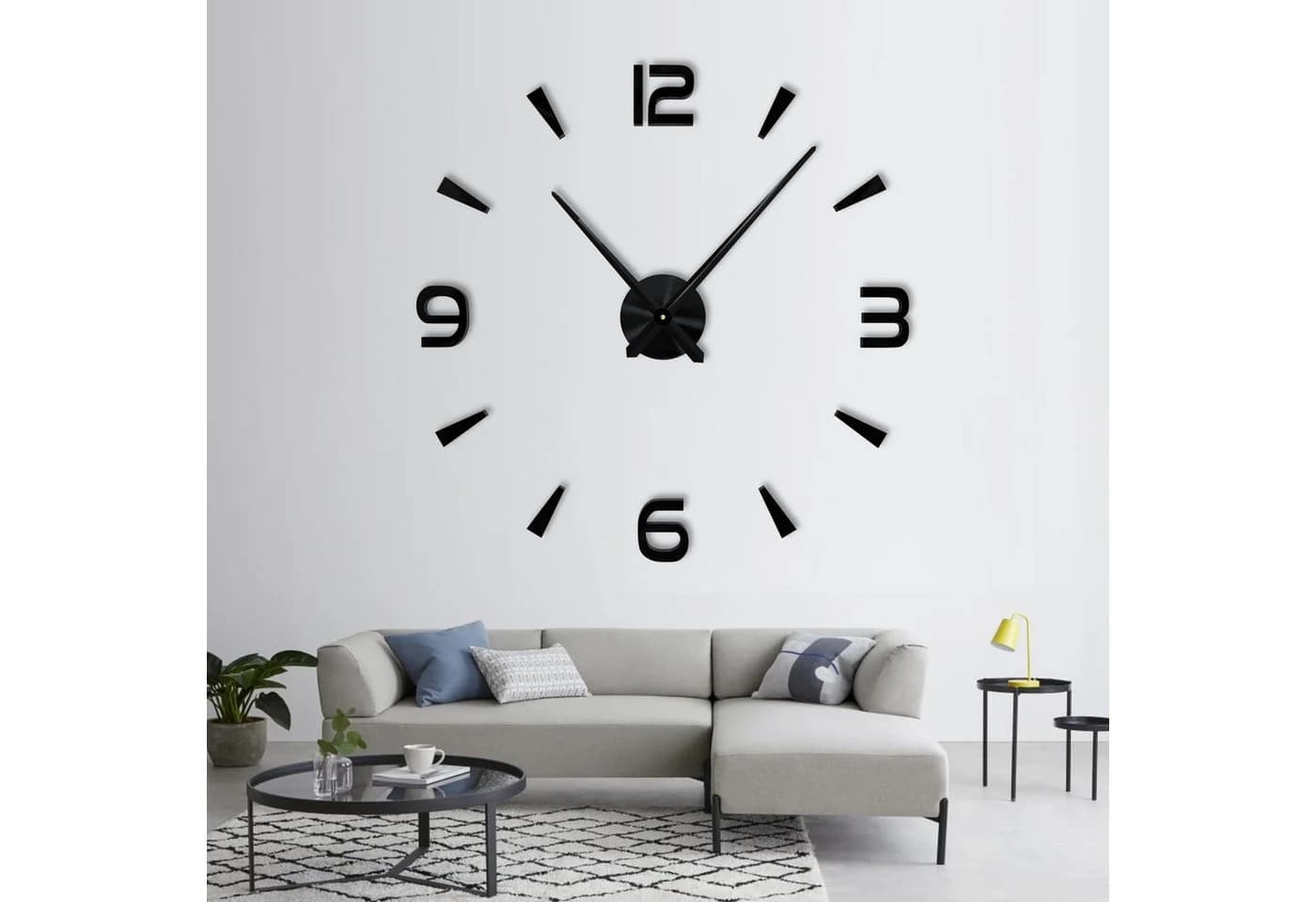 MOPUEA DIY Wanduhr 80-120cm 3D Acryl Spiegel Lautlos - Bild 2