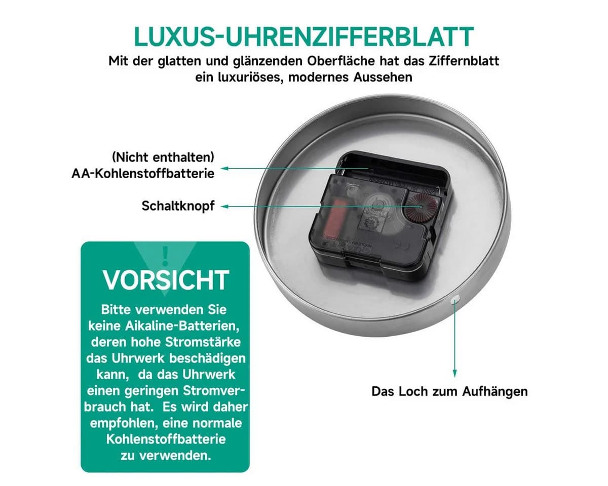 MOPUEA DIY Wanduhr 80-120cm 3D Acryl Spiegel Lautlos - Bild 5
