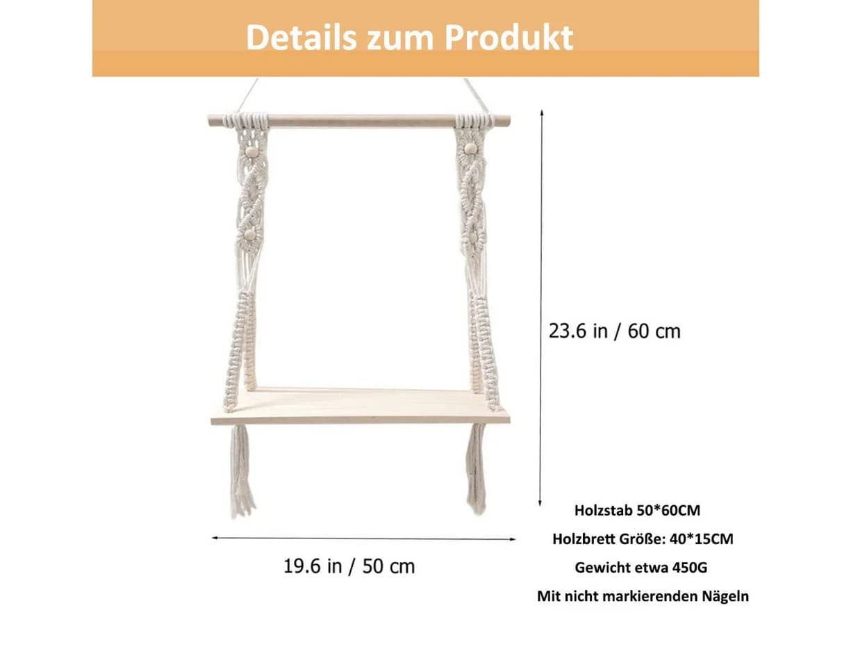 MOPUEA Makramee Wandbehang Beige Handgefertigt Boho Stil