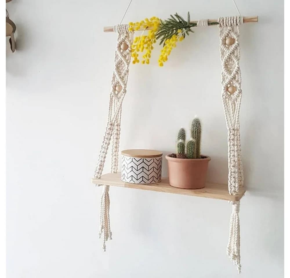MOPUEA Makramee Wandbehang Beige Handgefertigt Boho Stil - Bild 2