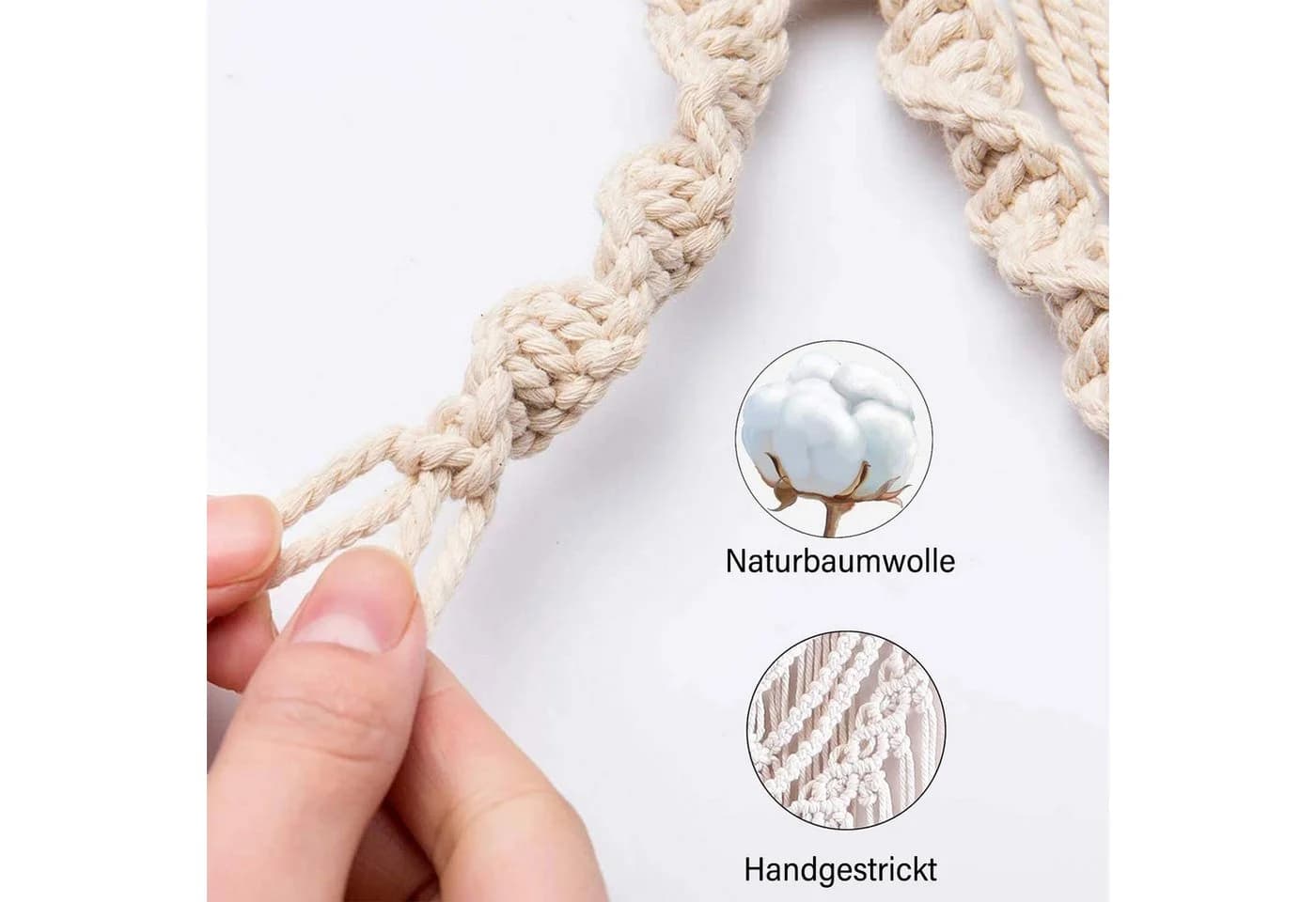MOPUEA Makramee Wandbehang Beige Handgefertigt Boho Stil - Bild 3