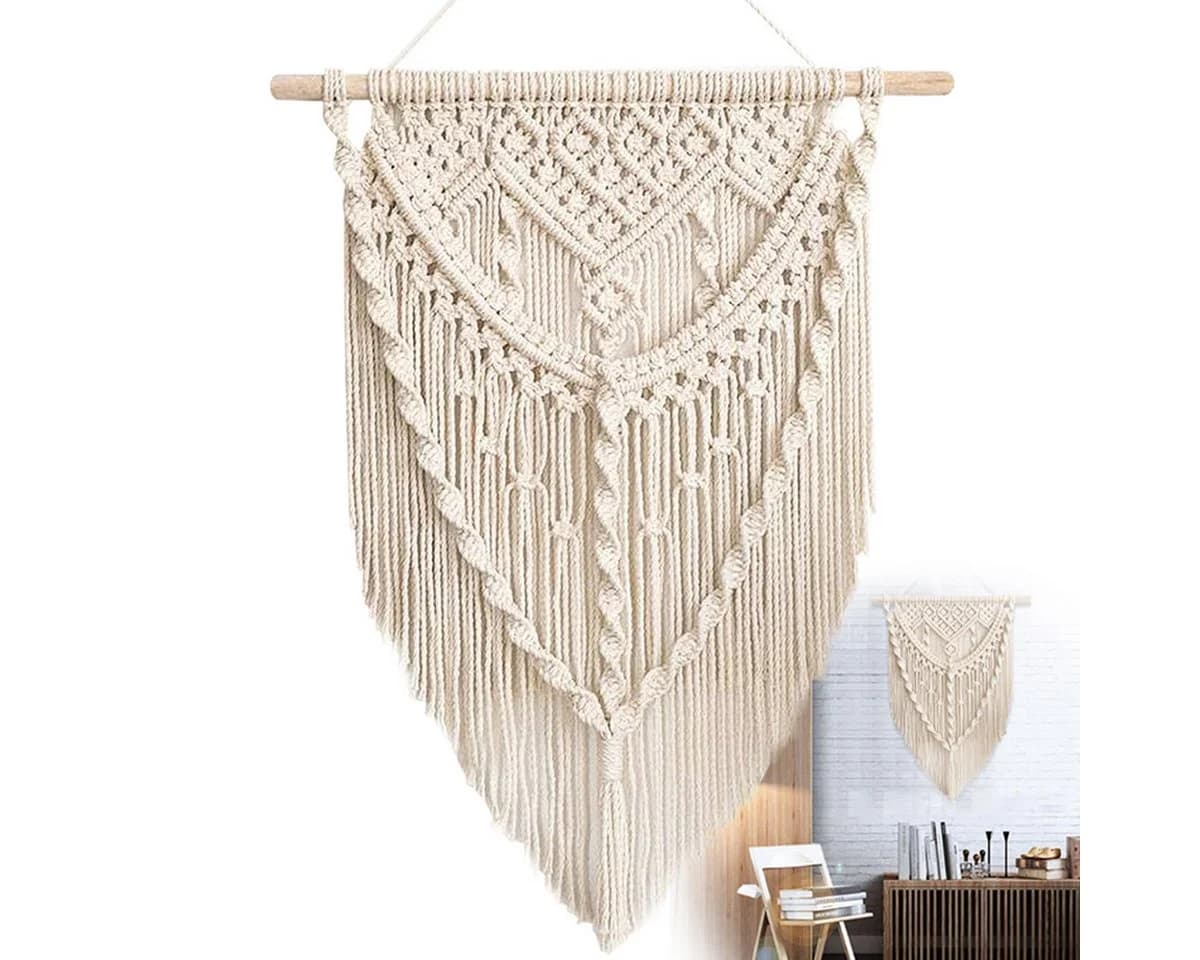 MOPUEA Makramee Wandbehang Boho Wanddeko Beige - Bild 2